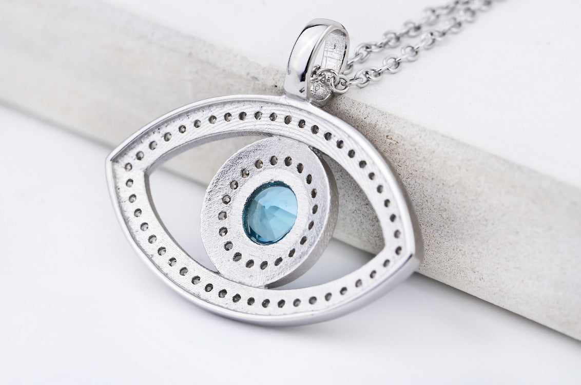 Evil Eye Protection Pendant Necklace in Blue Zirconia