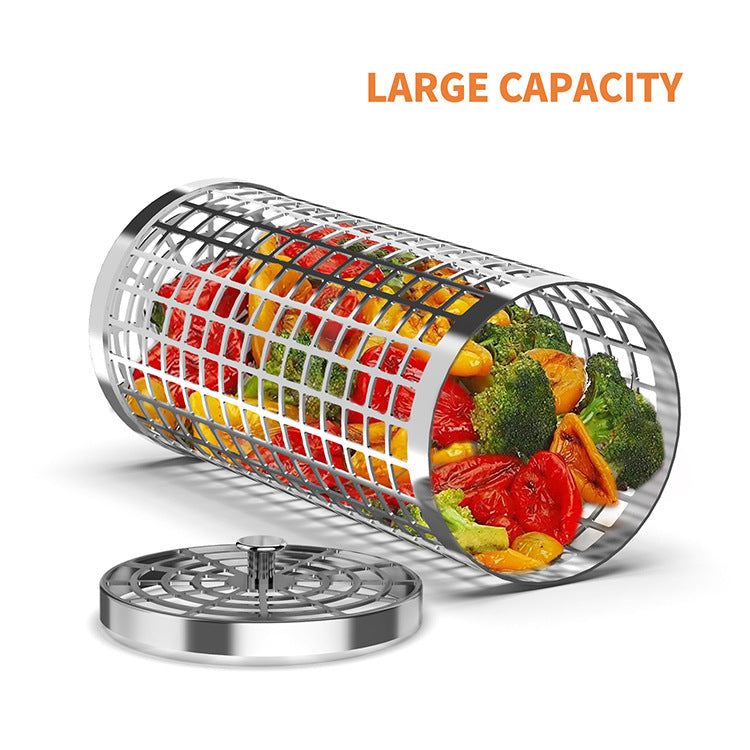 Basket Outdoor Portable Smoking Cage Rolling BBQ Grill - treasure supply