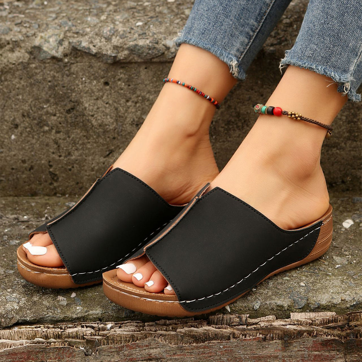 Fashion Solid Wedges Sandals Summer Casual -treasure supply