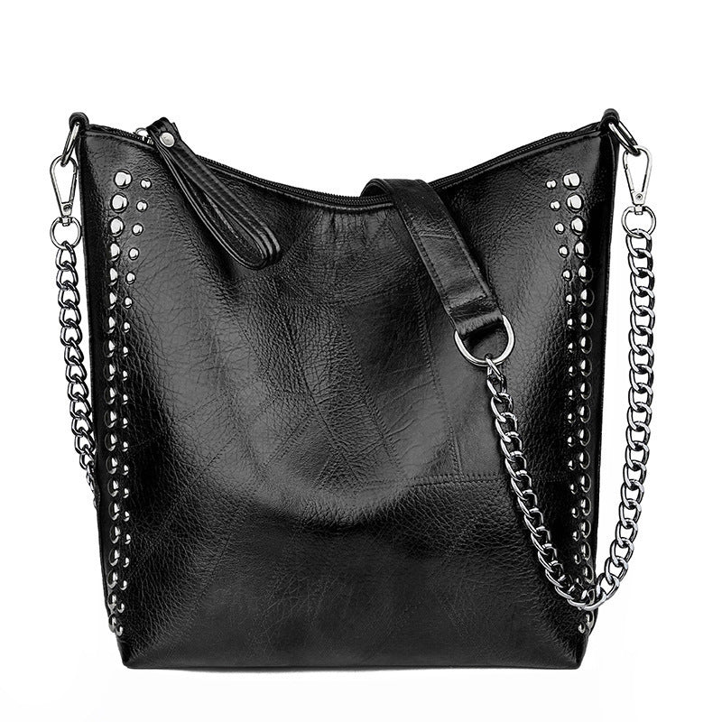 Leather Studded Large Capacity Shoulder Crossbody Bag - treasure supply