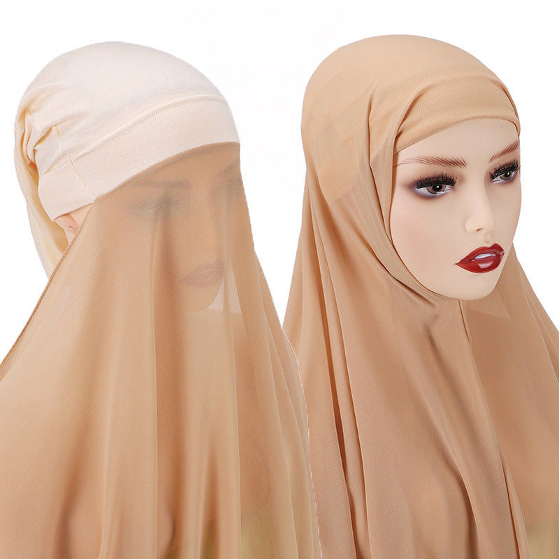 Veiled Muslim Women Chiffon Turban Scarf Set