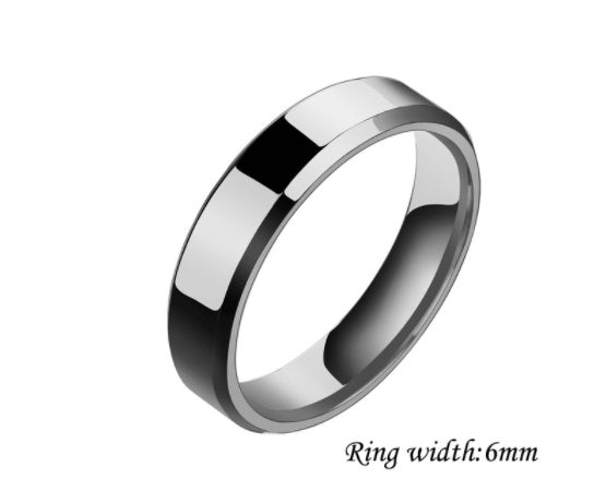 6mm/8mm Men And Women Stainless Steel Couple Rings Band - treasure supply