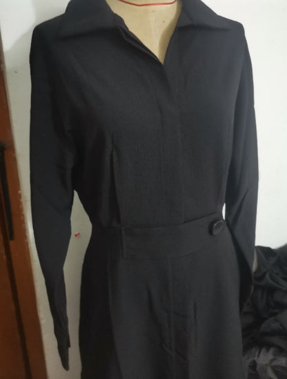 V-neck Long Sleeve Lapel Dress For Women _ Treasure supply