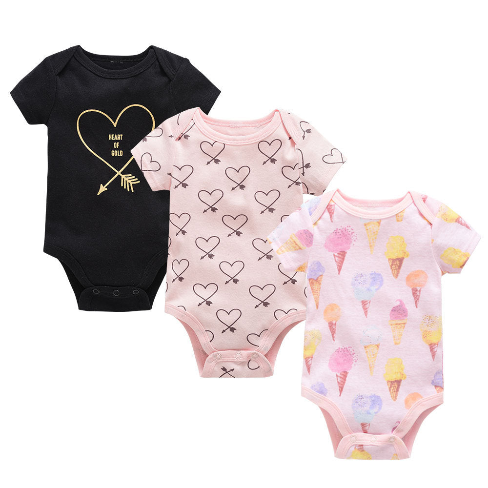 3 Pack New Born Baby Clothes Half Sleeves Onesies - Treasure supply