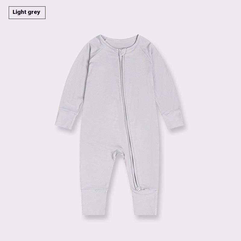 Bamboo Fiber Baby Jumpsuit Baby Zipper Pajamas - Treasure supply