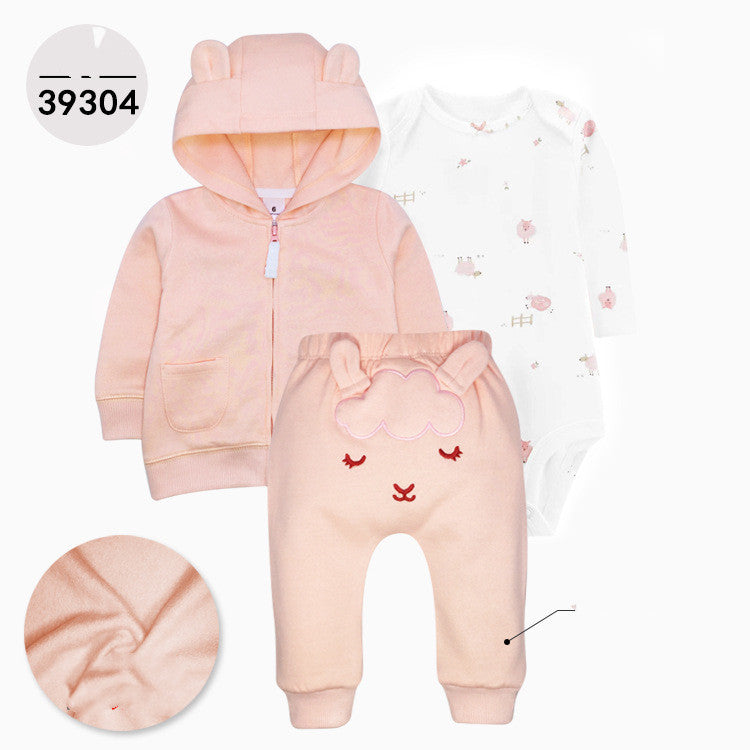 Hooded Long Sleeve Jacket Wrap Three Pieces Children's Clothing