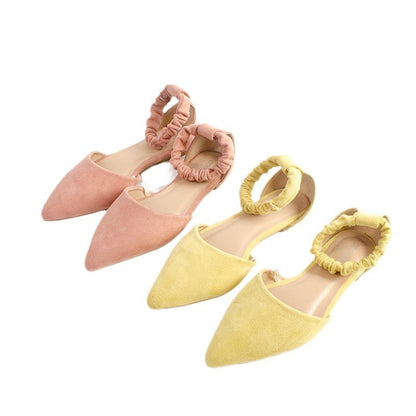 Cross-border Satin Bag Heel Flat Retaining Sandals - treasure supply