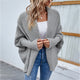 Solid Color Bat Sleeve Large Lapel Cardigan Sweater