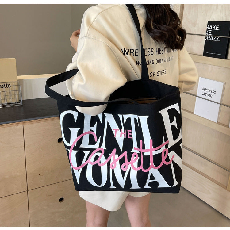 Letter Printed Totes Large Capacity Canvas Bags