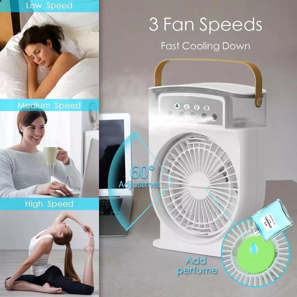 Portable USB Fan 7 Color Light 600ML Water Tank