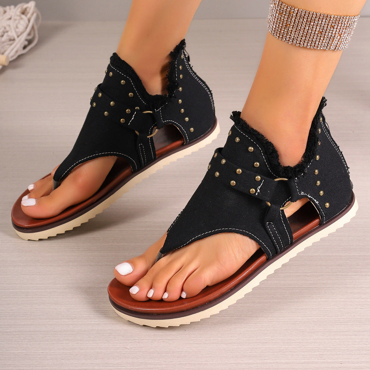 Denim Thong Sandals For Women