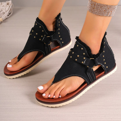 Denim Thong Sandals For Women - treasure supply