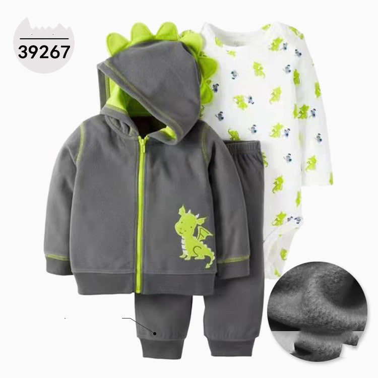 Hooded Long Sleeve Jacket Wrap Three Pieces Children's Clothing - Treasure supply