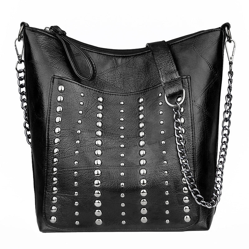 Leather Studded Large Capacity Shoulder Crossbody Bag - treasure supply