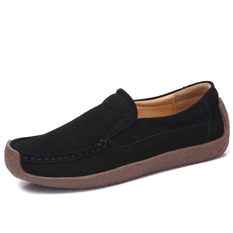 Round Toe Loafers Casual Versatile Solid Color Shoes