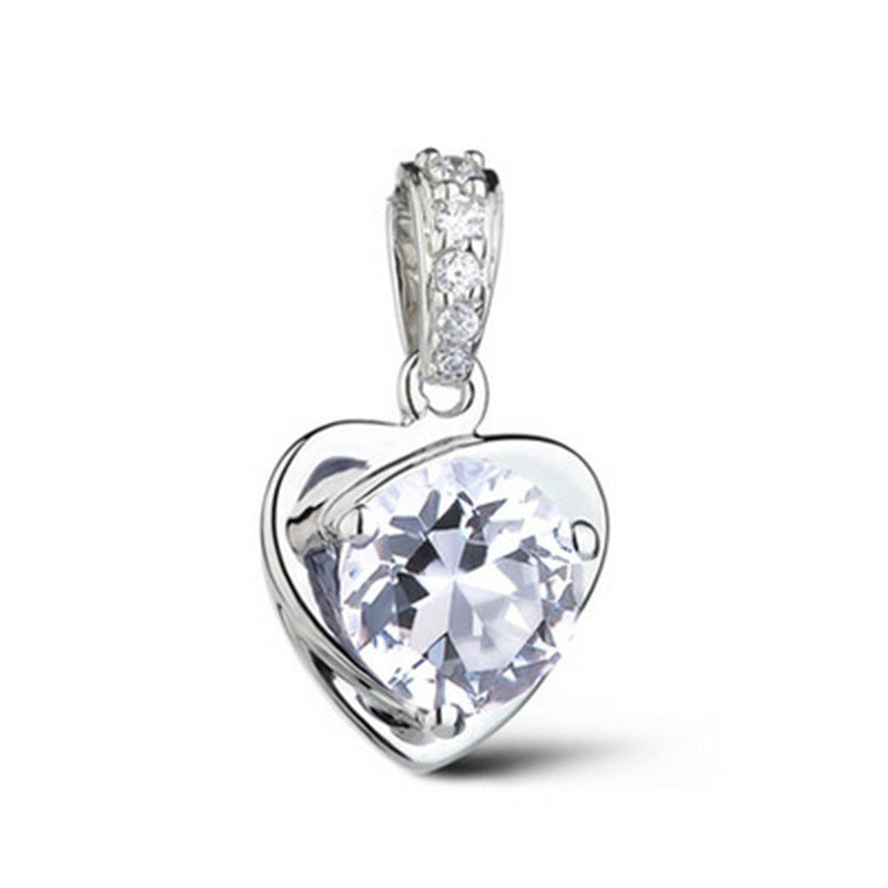 Heart-shaped Crystal Silver Plated Ornament Pendant - treasure supply