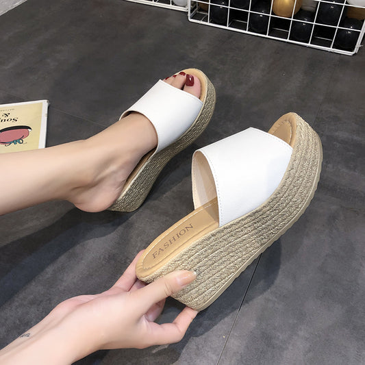 Women Muffin High Heels 7cm Slippers Slide Nonslip Julie - Treasure Supply