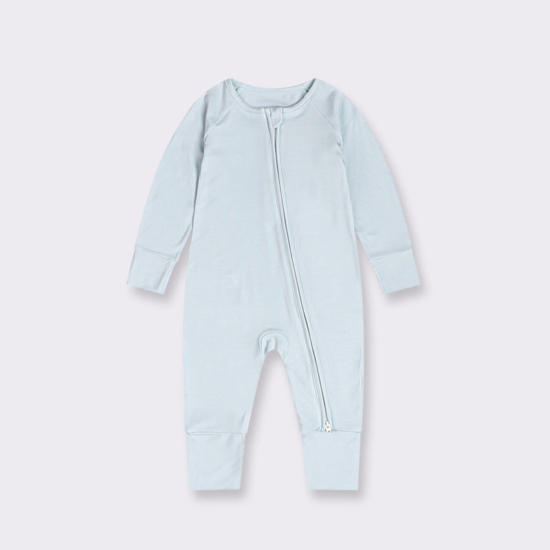 Bamboo Fiber Baby Jumpsuit Baby Zipper Pajamas - Treasure supply