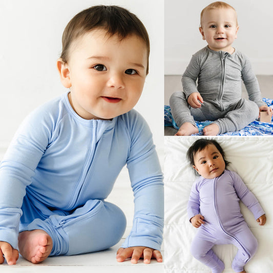 Bamboo Fiber Baby Jumpsuit Baby Zipper Pajamas - Treasure supply