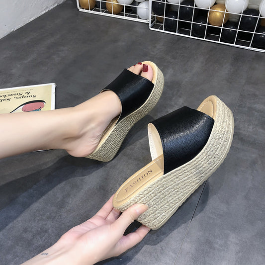 Women Muffin High Heels 7cm Slippers Slide Nonslip Julie - Treasure Supply