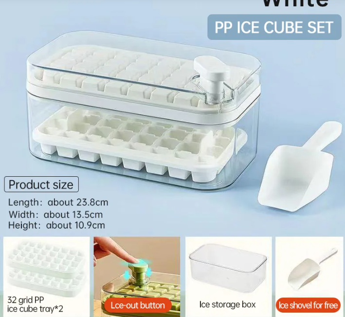 Ice Cube Tray With Lid And Bin Soft Silicone Easy Release Mold