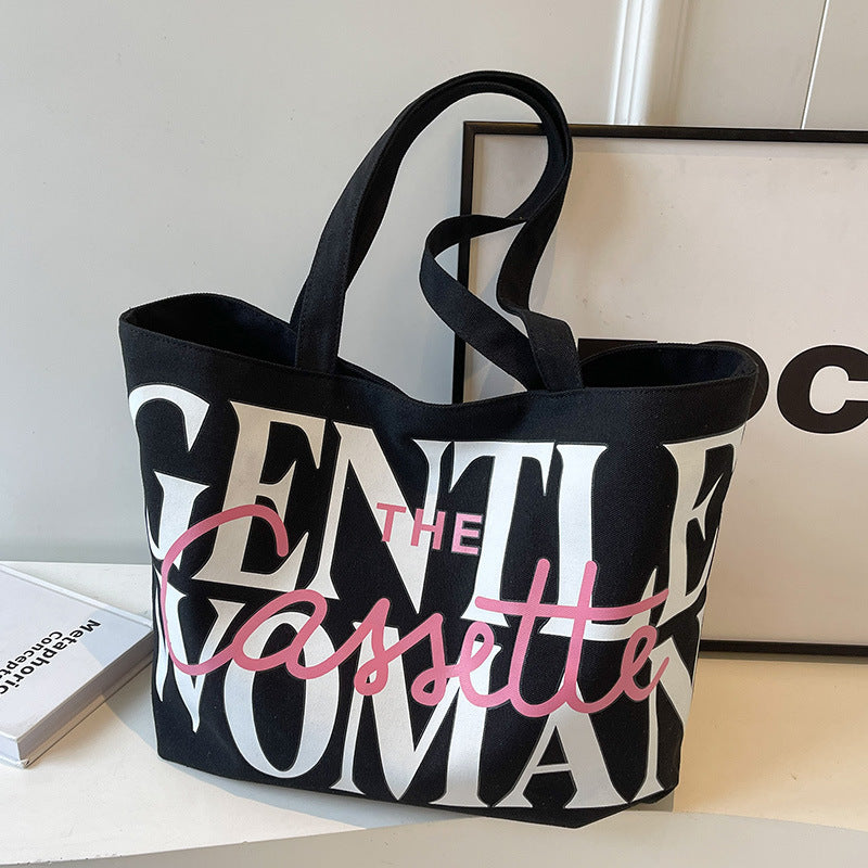 Letter Printed Totes Large Capacity Canvas Bags