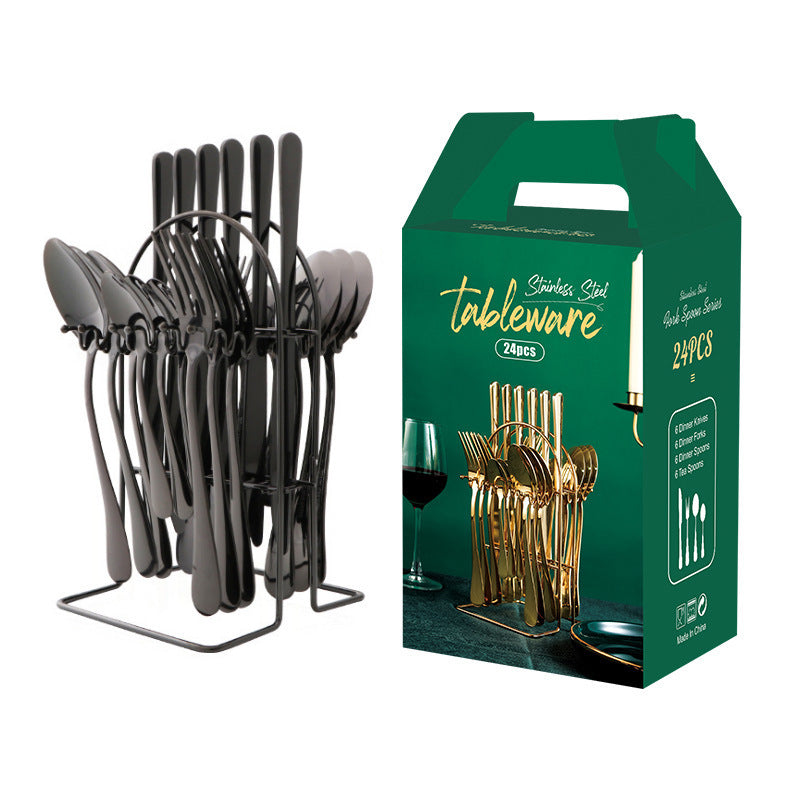 Stainless Steel Luxury Cutlery Set With Storage Rack