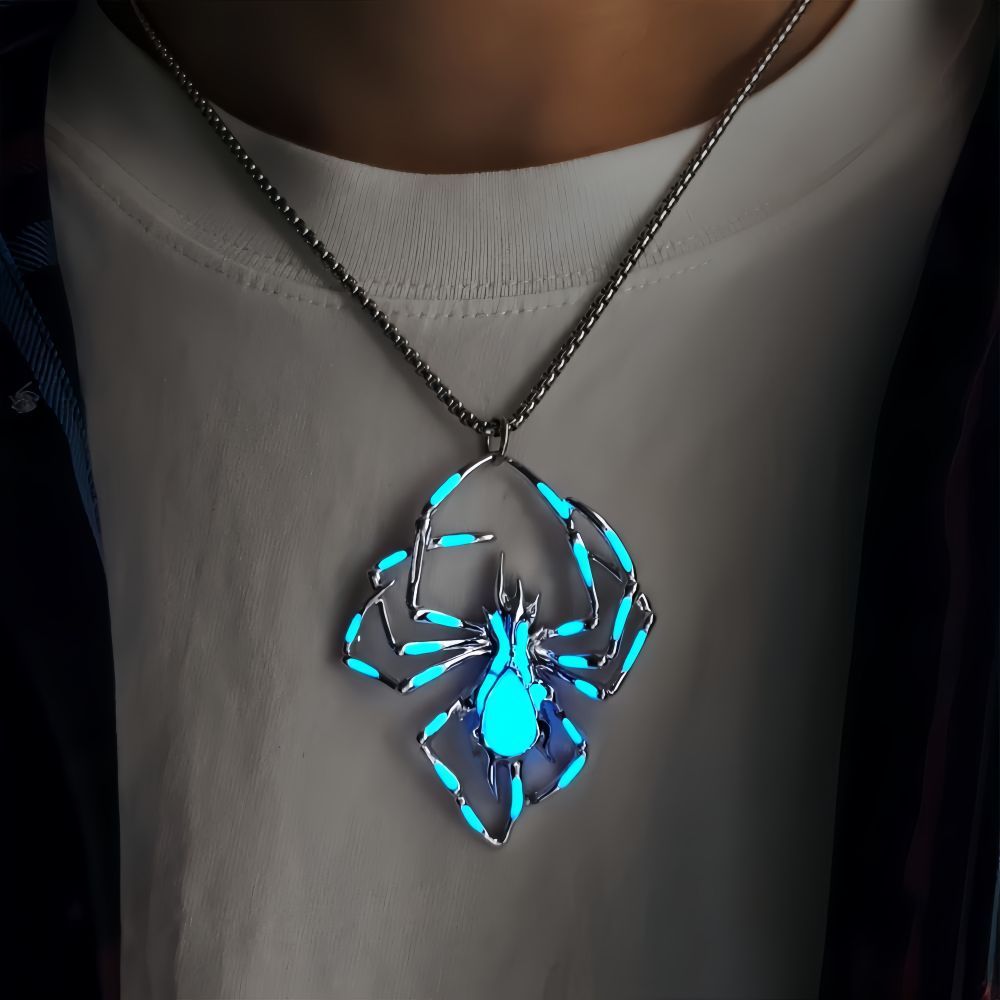 Halloween Glowing Night Fluorescence Spider Necklace - treasure supply