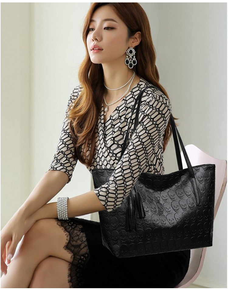 Large Capacity Tote Versatile Crossbody Solid Color Bag