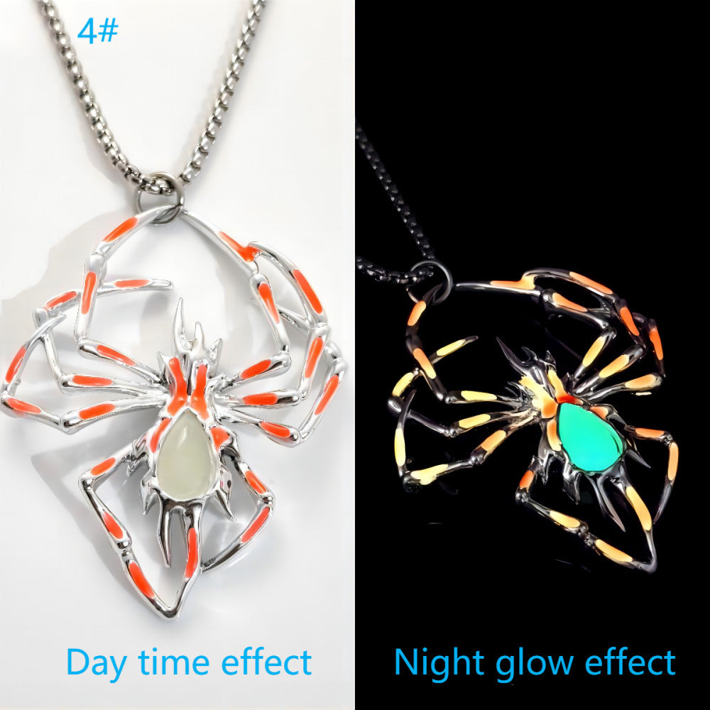 Halloween Glowing Night Fluorescence Spider Necklace