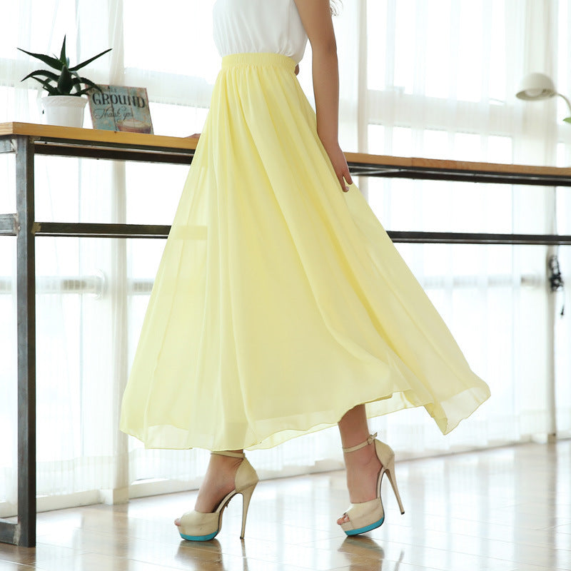 Women Chiffon Long-length Skirt - treasure supply