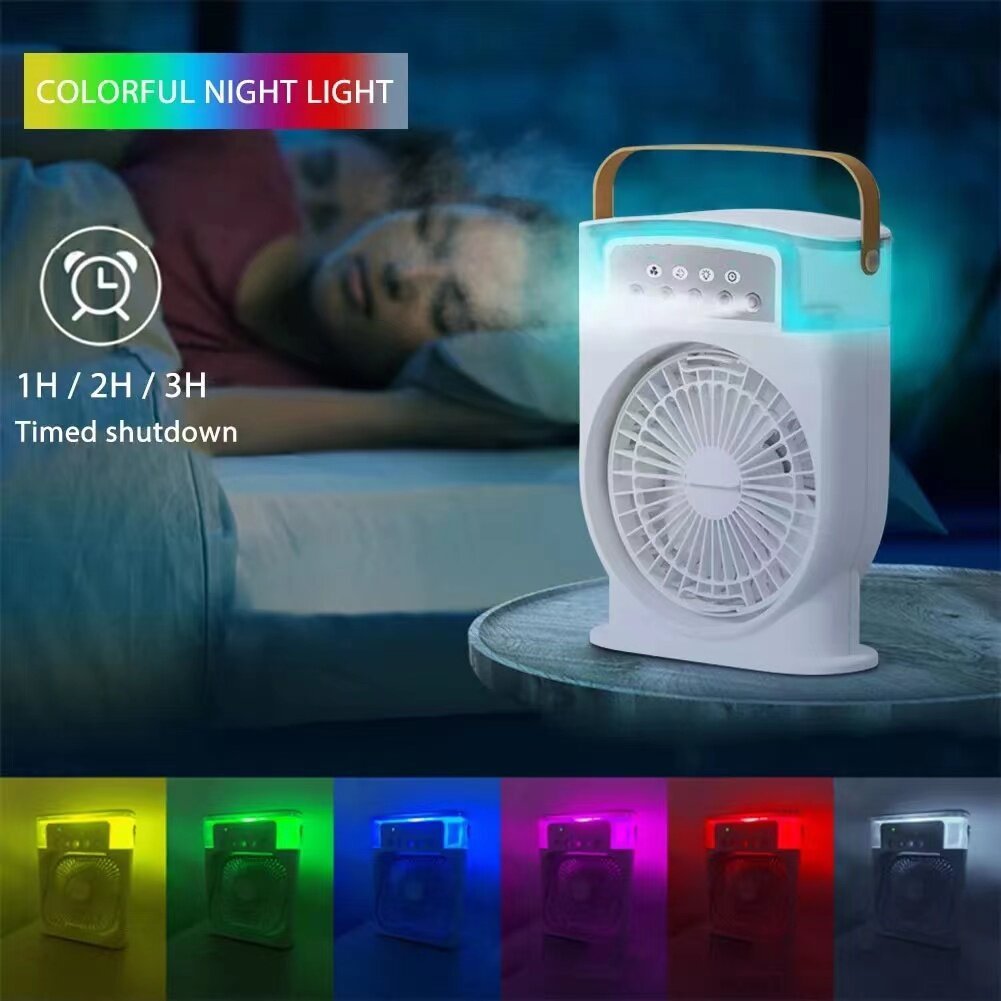 Portable USB Fan With 5 Sprays 7 Color Light 600ML Water Tank Spray Mist Air Cooler Humidifiers - Treasure Supply