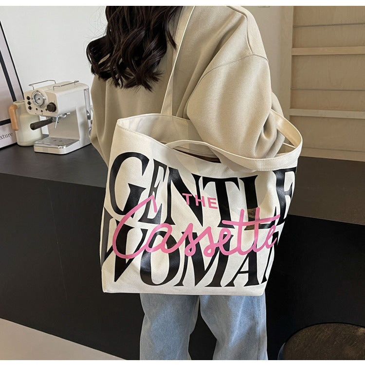 Letter Printed Totes Large Capacity Canvas Bags