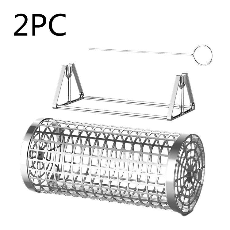 Basket Outdoor Portable Smoking Cage Rolling BBQ Grill - treasure supply