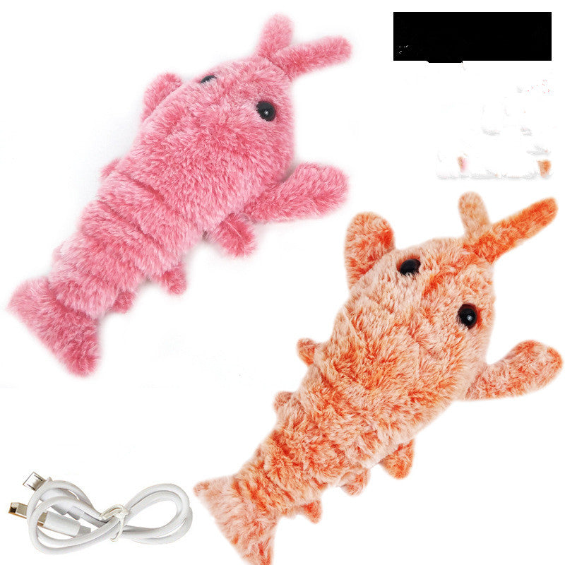 Pet Toys Electric Jumping Shrimp USB Charging Simulation Lobster Funny Cat Plush Pets Toy - Treasure Supply