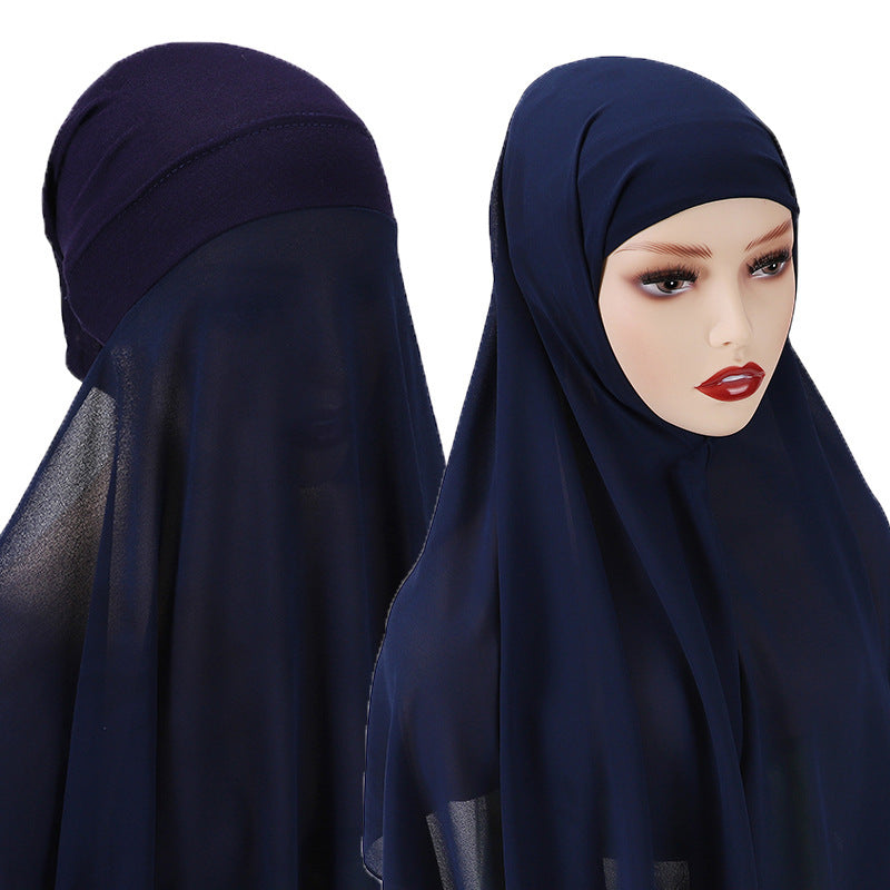 Veiled Muslim Women Chiffon Turban Scarf Set - treasure supply