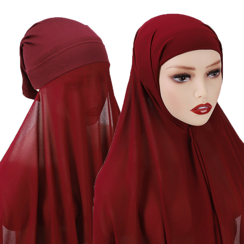 Veiled Muslim Women Chiffon Turban Scarf Set - treasure supply