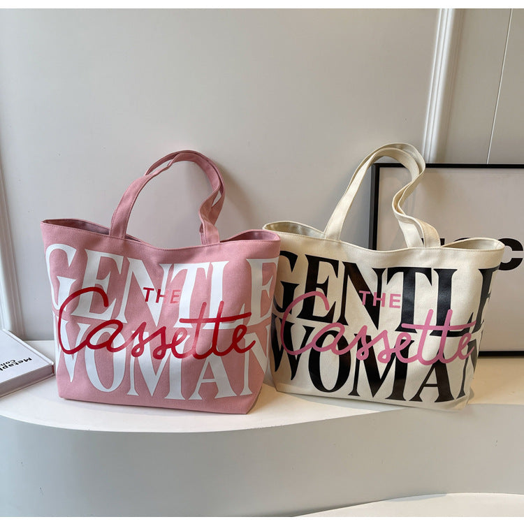 Letter Printed Totes Large Capacity Canvas Bags