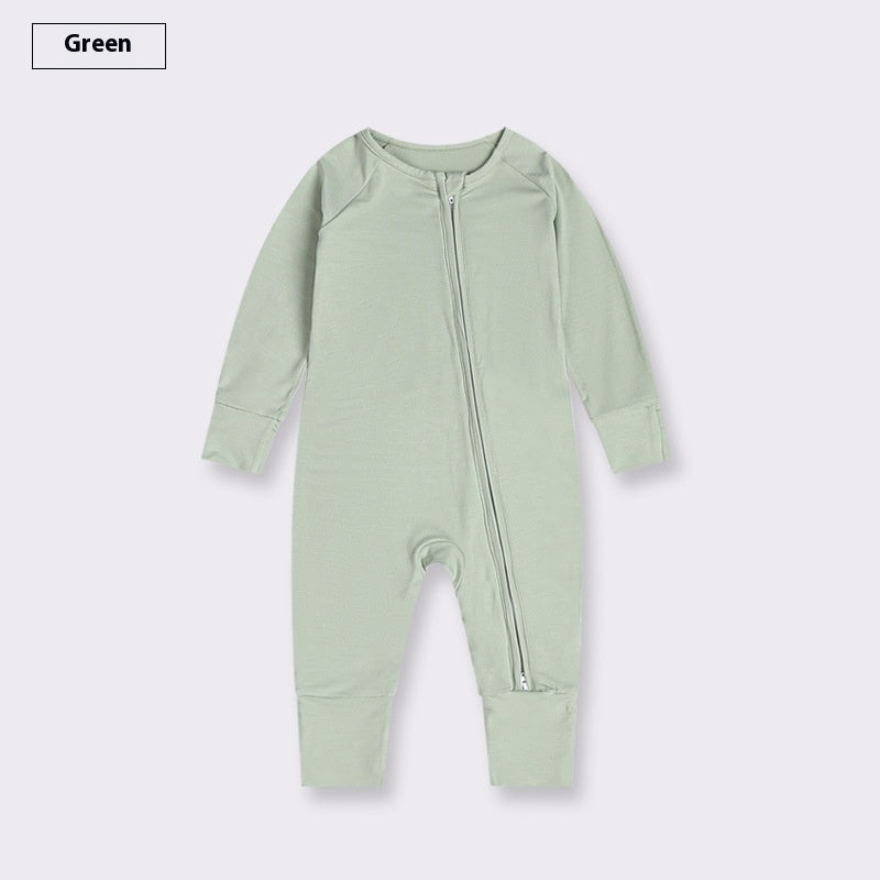 Bamboo Fiber Baby Jumpsuit Baby Zipper Pajamas - Treasure supply