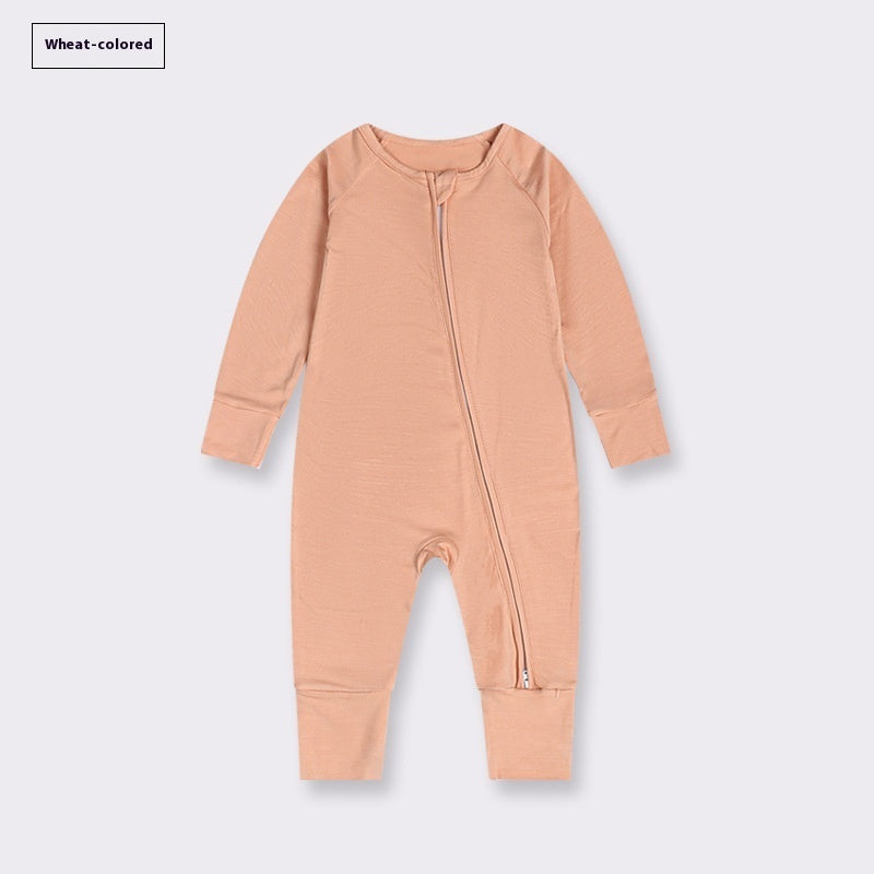 Bamboo Fiber Baby Jumpsuit Baby Zipper Pajamas - Treasure supply