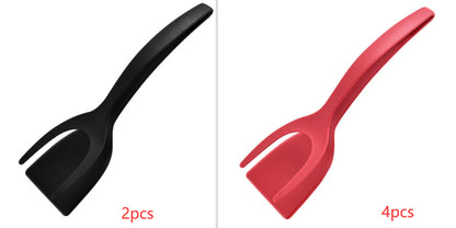 2 in 1 Non Stick Grip & Flip Fried Egg Tong Toast Bread Pancake Spatula Kitchen - Treasure Supply 