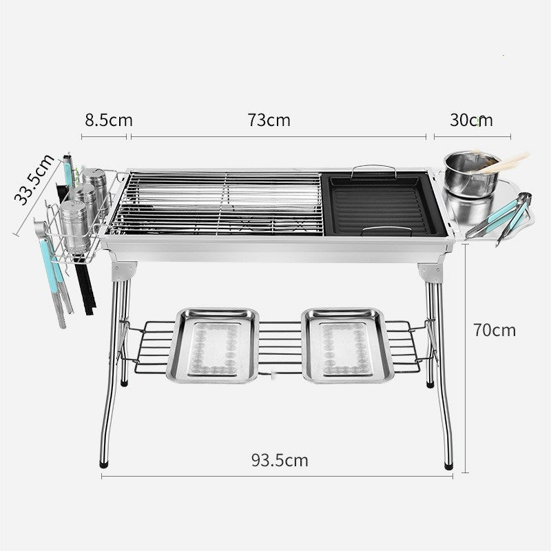 Outdoor Portable Folding BBQ Stainless Steel Grill - treasure supply