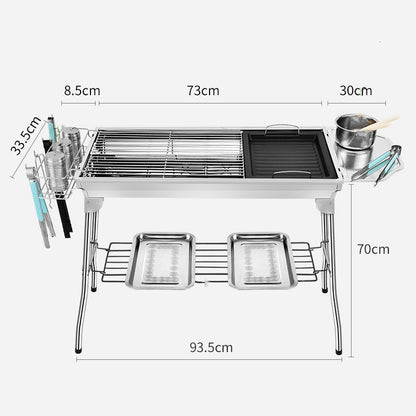 Outdoor Portable Folding BBQ Stainless Steel Grill - treasure supply