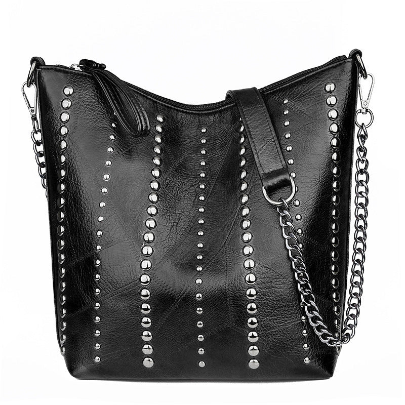 Leather Studded Large Capacity Shoulder Crossbody Bag