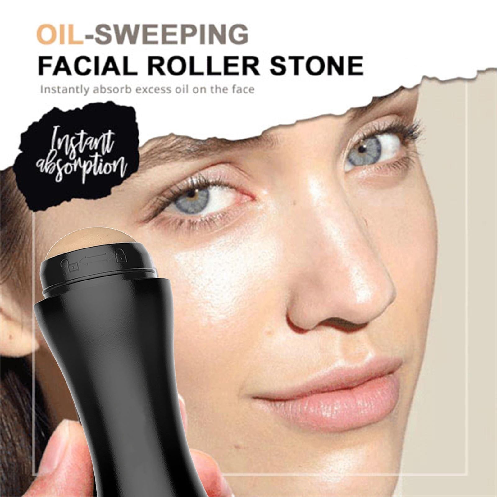 Oil-Absorbing Volcanic Face Roller, Reusable