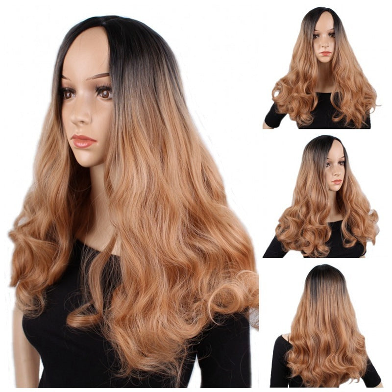 Women Mid-length Curly Hair Dyed Wig