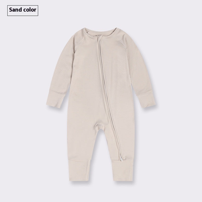 Bamboo Fiber Baby Jumpsuit Baby Zipper Pajamas