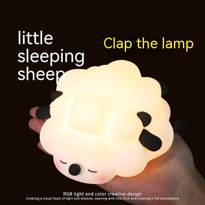 Silicone Sheep Cartoon Bedroom Lamp Rechargeable