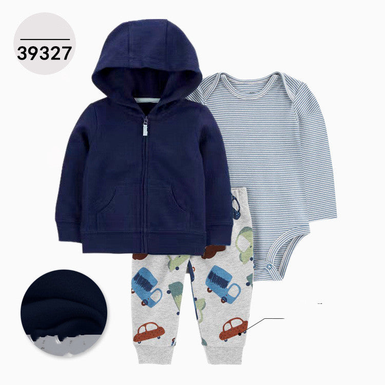 Hooded Long Sleeve Jacket Wrap Three Pieces Children's Clothing - Treasure supply