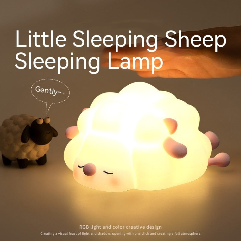 Silicone Night Lights Sheep Cartoon Bedroom Lamp For Children's Rechargeable - Treasure Supply